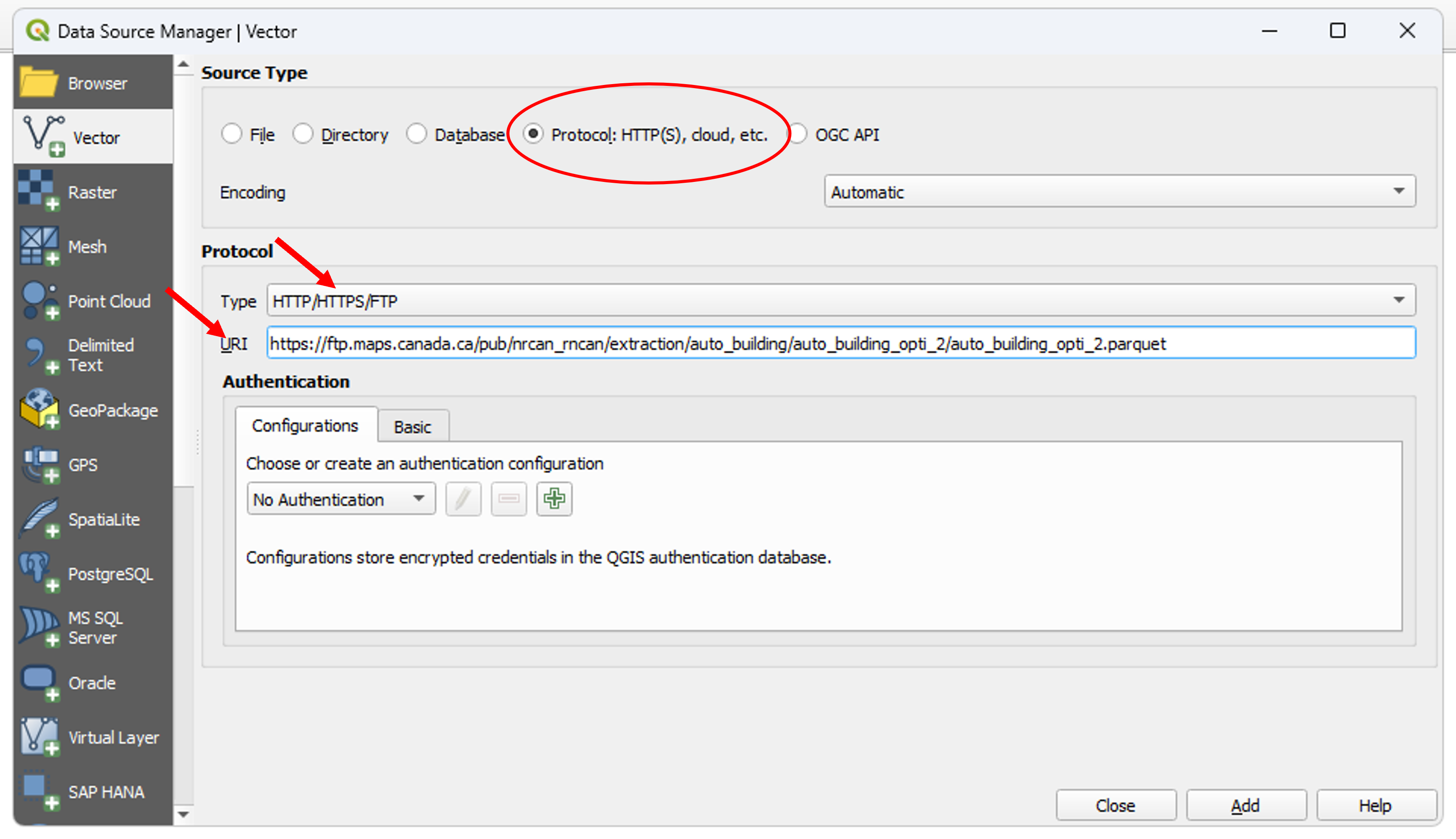 QGIS Data Source Manager