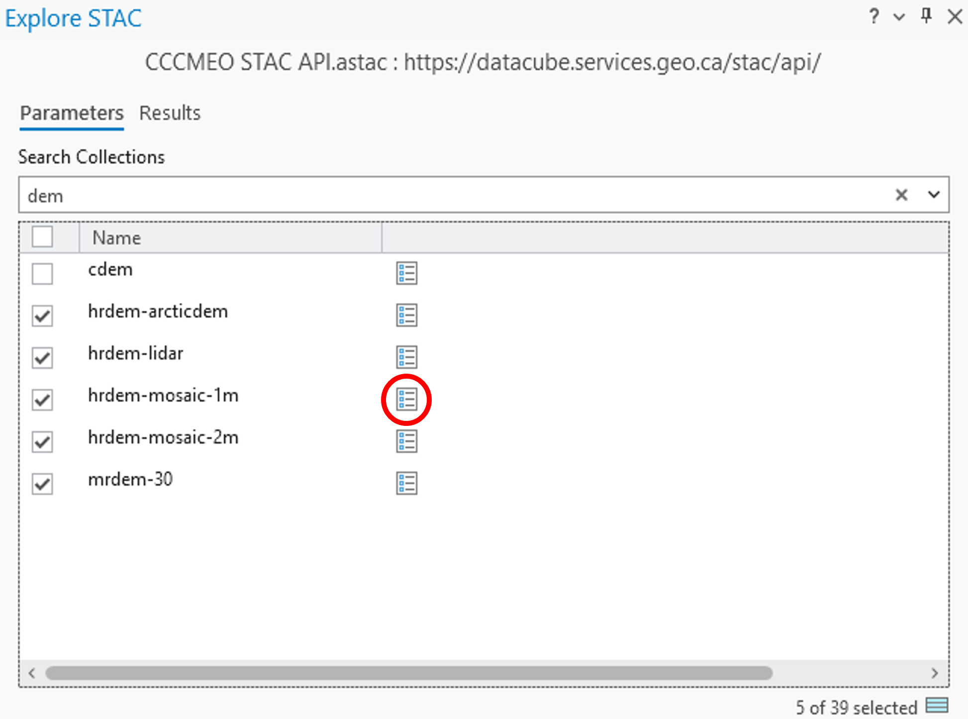 Asset selection interface