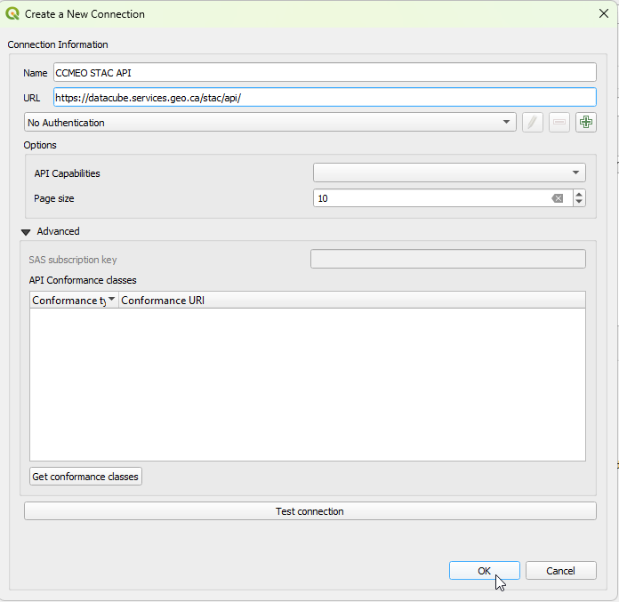 Configuration de la connexion STAC