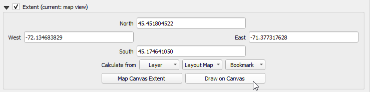 Outil de dessin d'étendue
